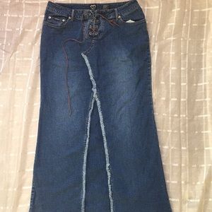 XOXO ripped jean skirt